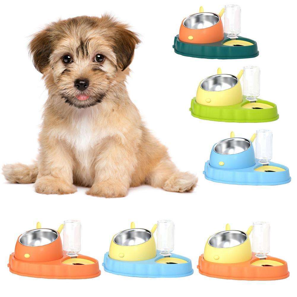 Double Bowl Stainless Steel Carrots Antiskid Pet Feeding Tool Tilt Design Carrot Appearance Dog Bowl For Indoor Pets Products